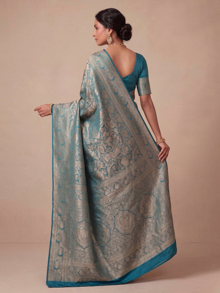 Dark Blue Woven Design Art Silk Kanjivaram Saree