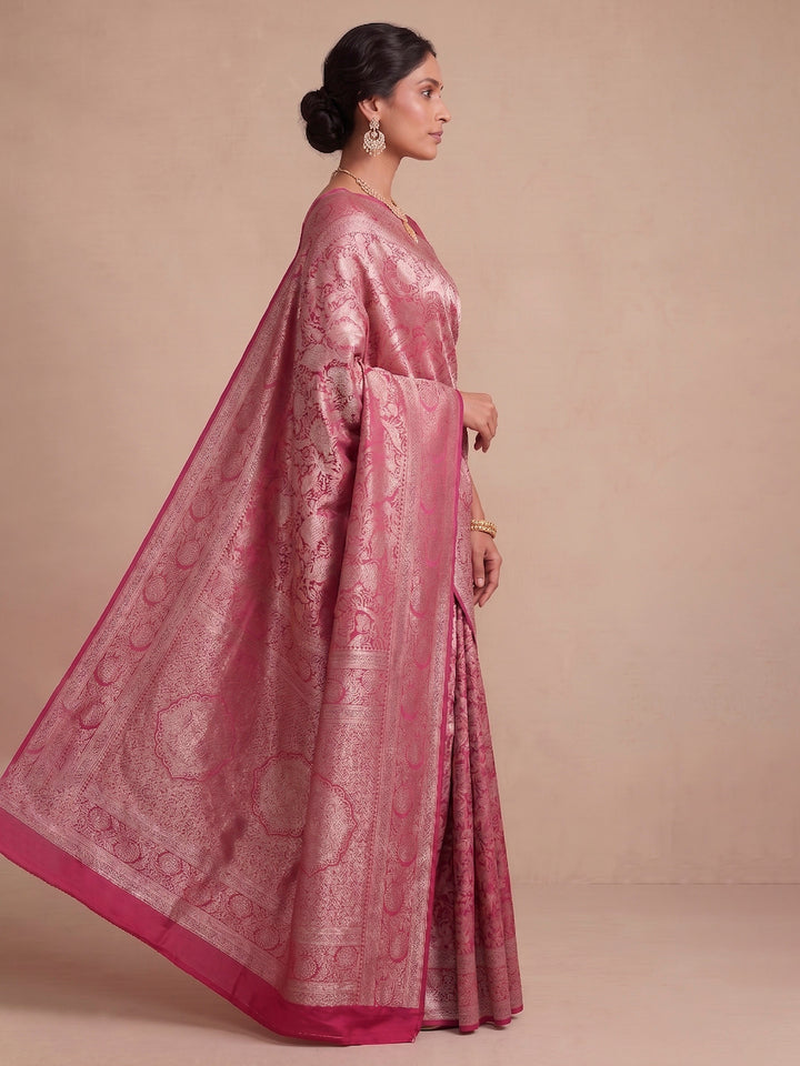Pink Woven Design Art Silk Kanjivaram Saree