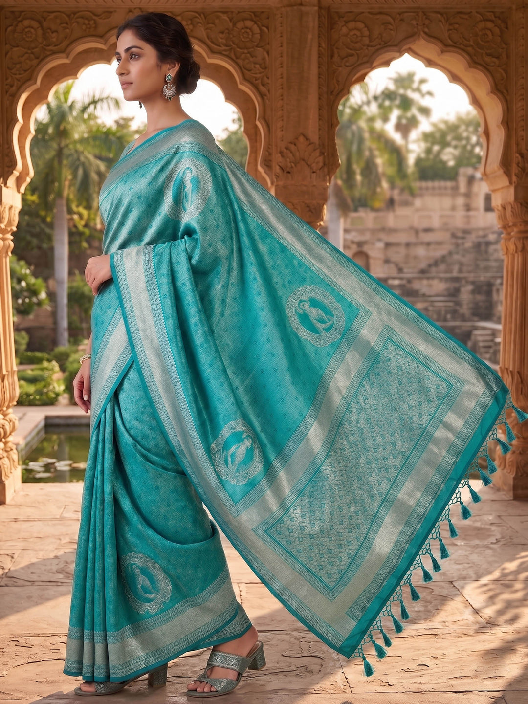 Blue Woven Design Art Silk Kanjivaram Saree