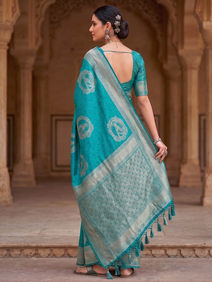 Blue Woven Design Art Silk Kanjivaram Saree