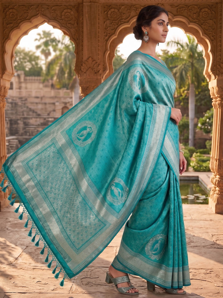Blue Woven Design Art Silk Kanjivaram Saree