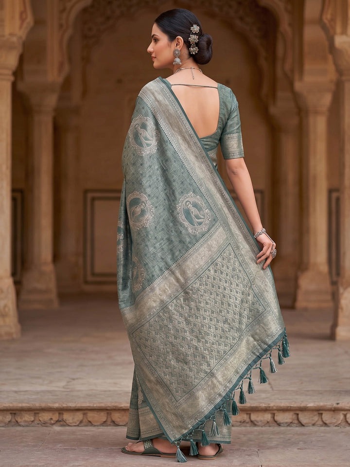 Green Woven Design Art Silk Kanjivaram Saree