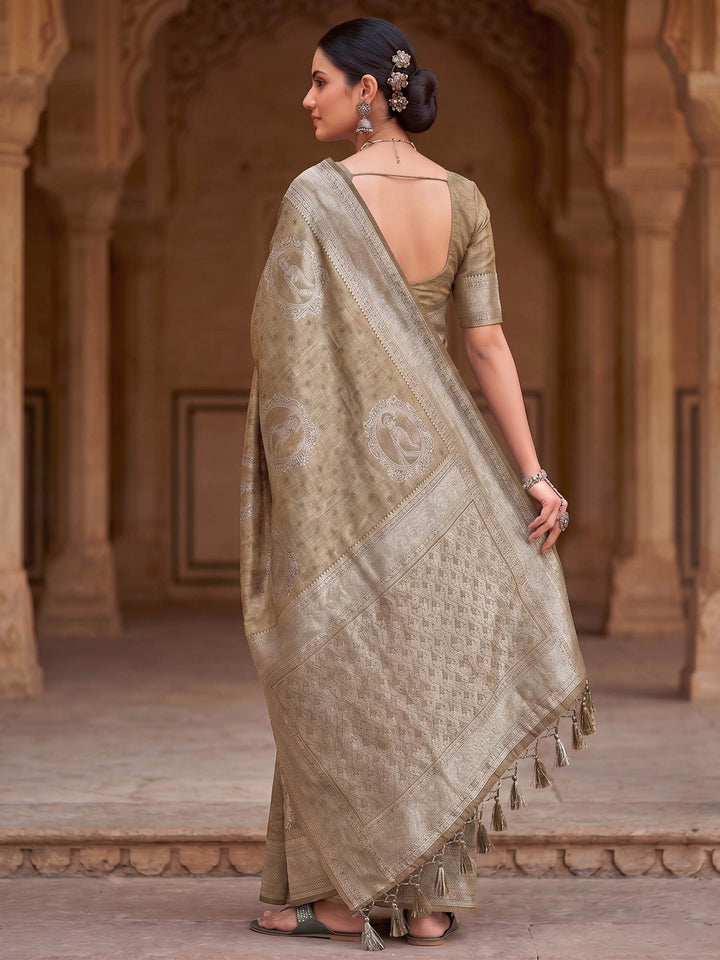 Off White Woven Design Art Silk Kanjivaram Saree