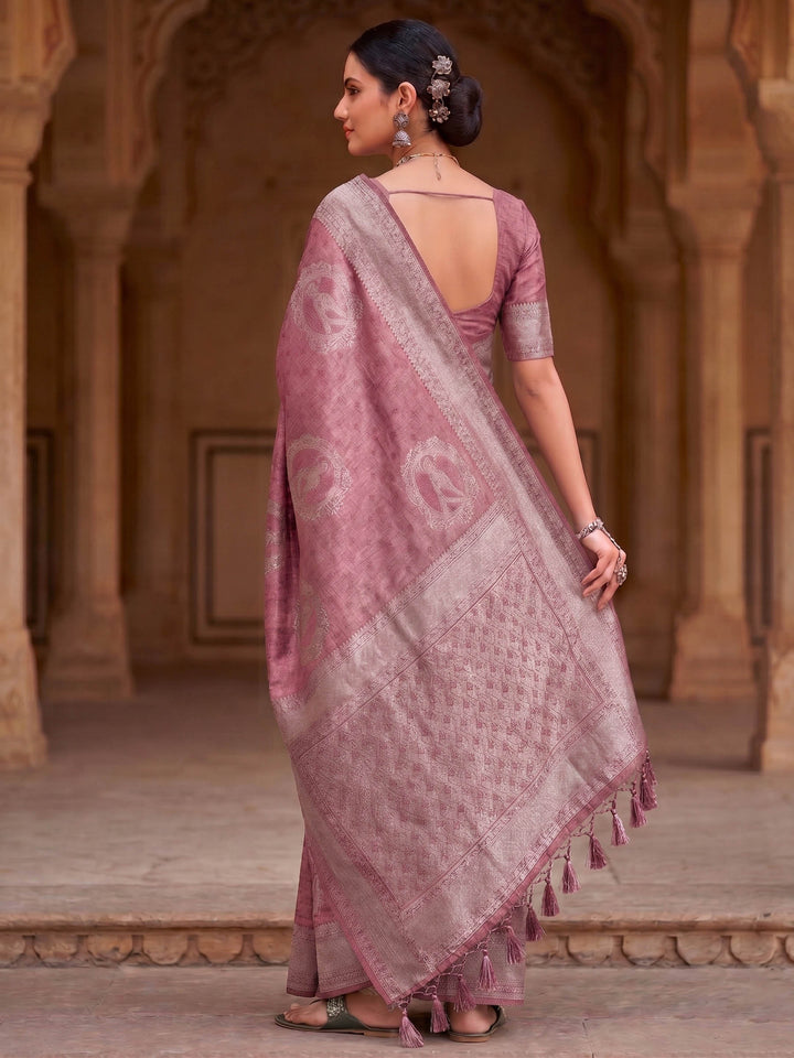Pink Woven Design Art Silk Kanjivaram Saree