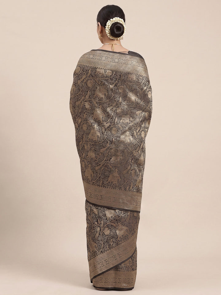 Black Woven Design Art Silk Kanjivaram Saree