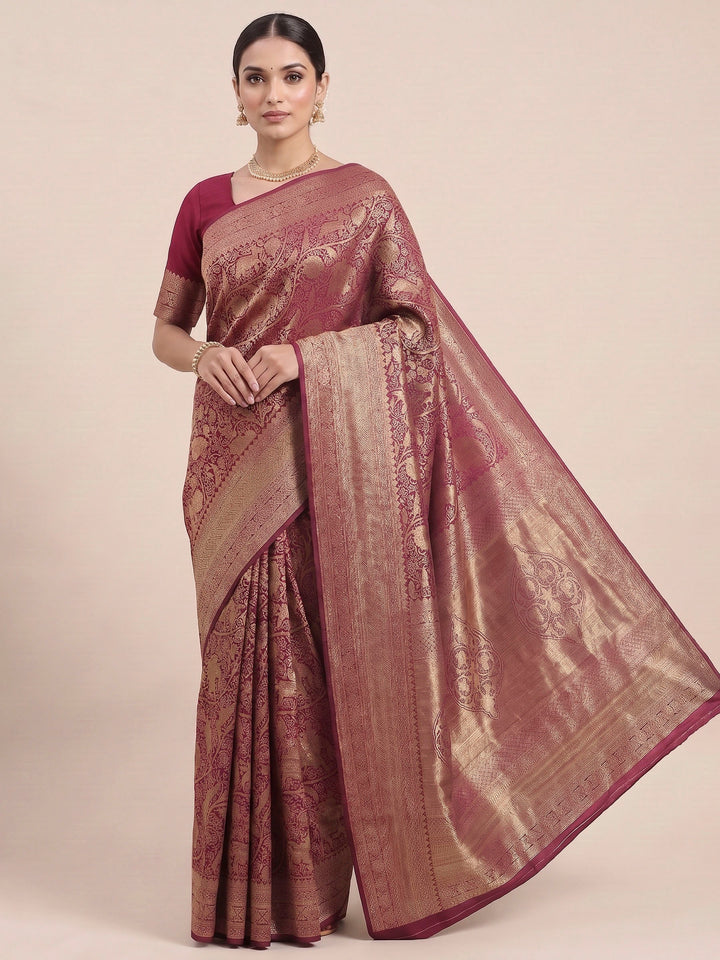 Pink Woven Design Art Silk Kanjivaram Saree