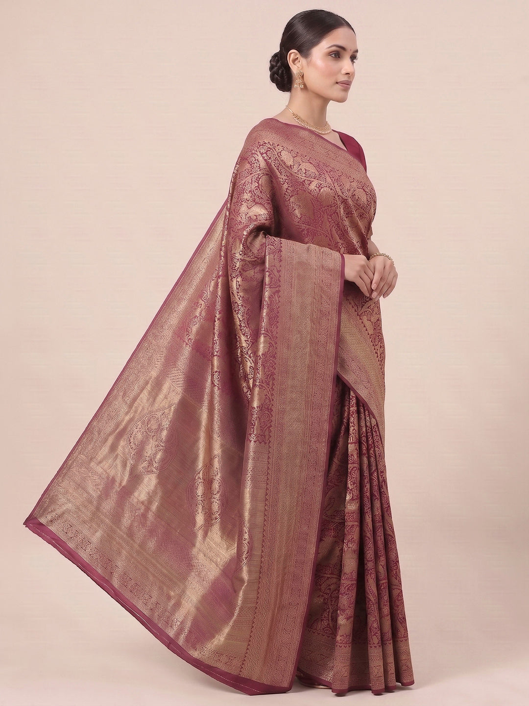 Pink Woven Design Art Silk Kanjivaram Saree