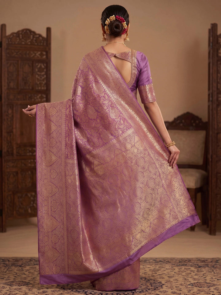 Lavender Woven Design Art Silk Kanjivaram Saree