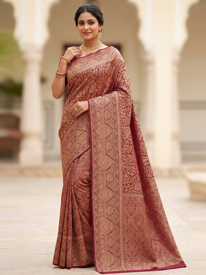 Maroon Woven Design Art Silk Kanjivaram Saree