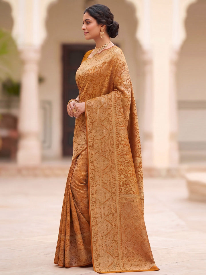 Mustard Woven Design Art Silk Kanjivaram Saree
