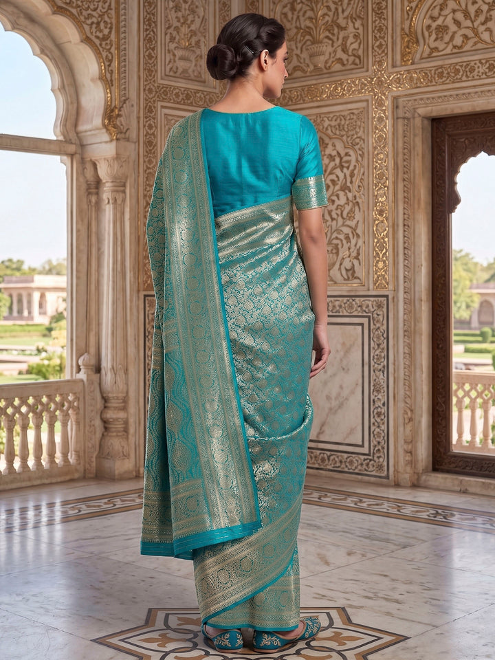 Blue Woven Design Art Silk Kanjivaram Saree