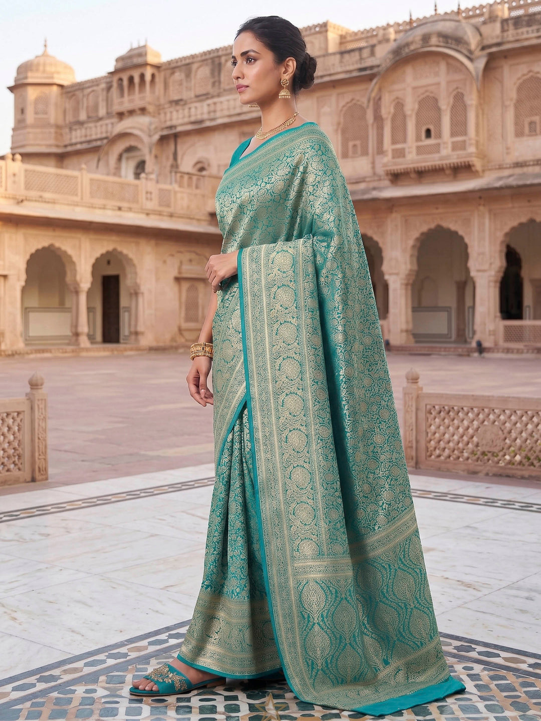Blue Woven Design Art Silk Kanjivaram Saree