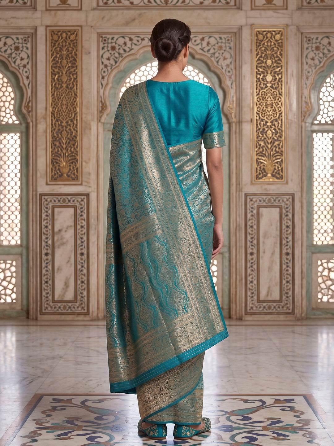 Blue Woven Design Art Silk Kanjivaram Saree