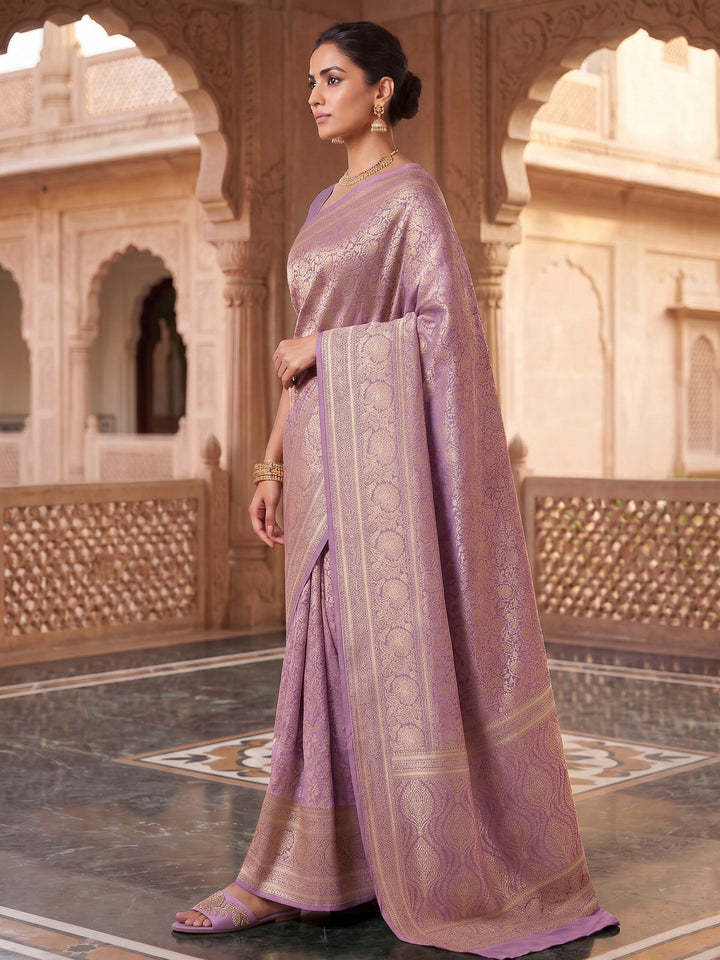 Lavender Woven Design Art Silk Kanjivaram Saree