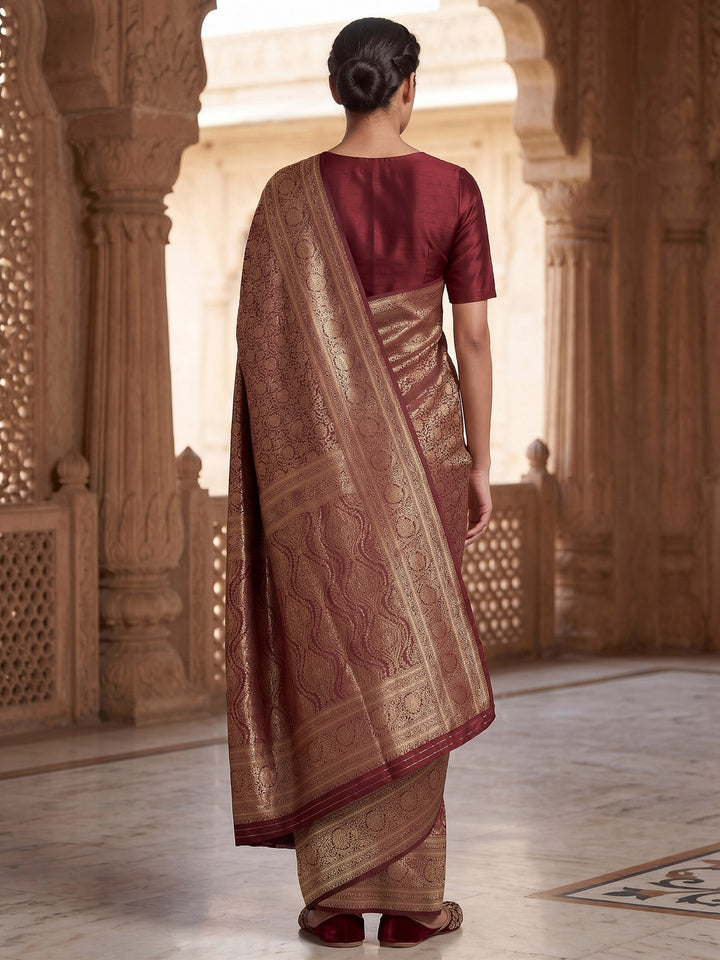 Maroon Woven Design Art Silk Kanjivaram Saree