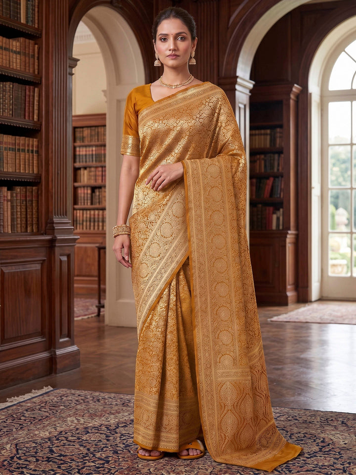 Mustard Woven Design Art Silk Kanjivaram Saree