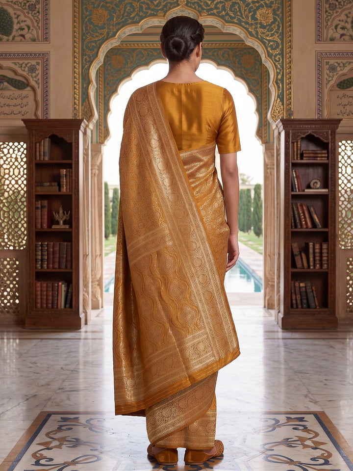 Mustard Woven Design Art Silk Kanjivaram Saree