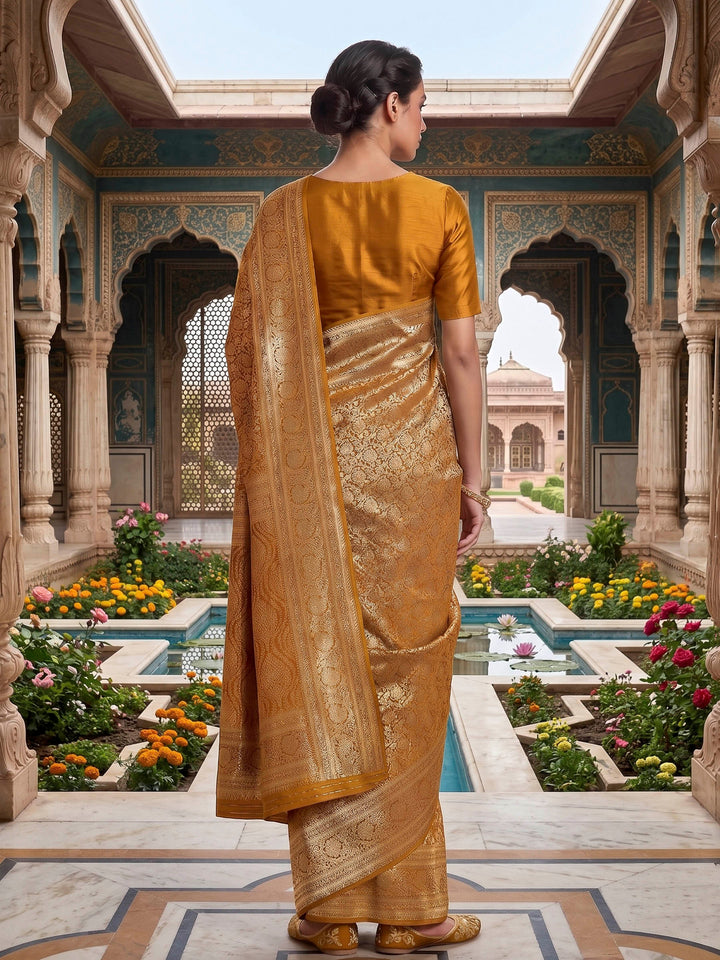 Mustard Woven Design Art Silk Kanjivaram Saree