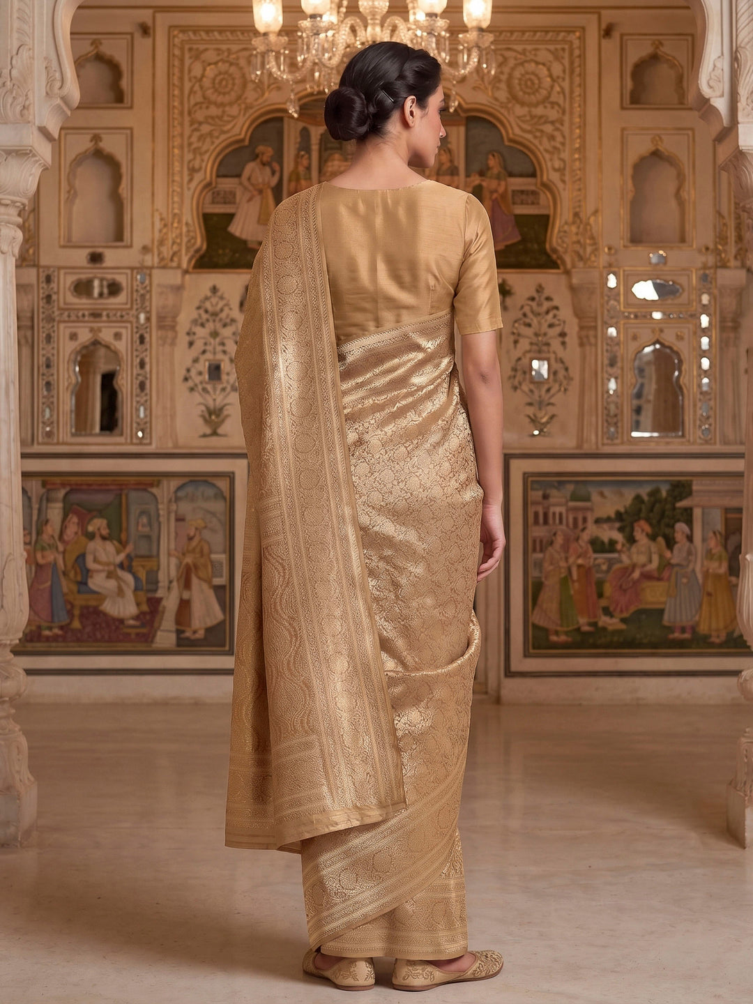 Off White Woven Design Art Silk Kanjivaram Saree