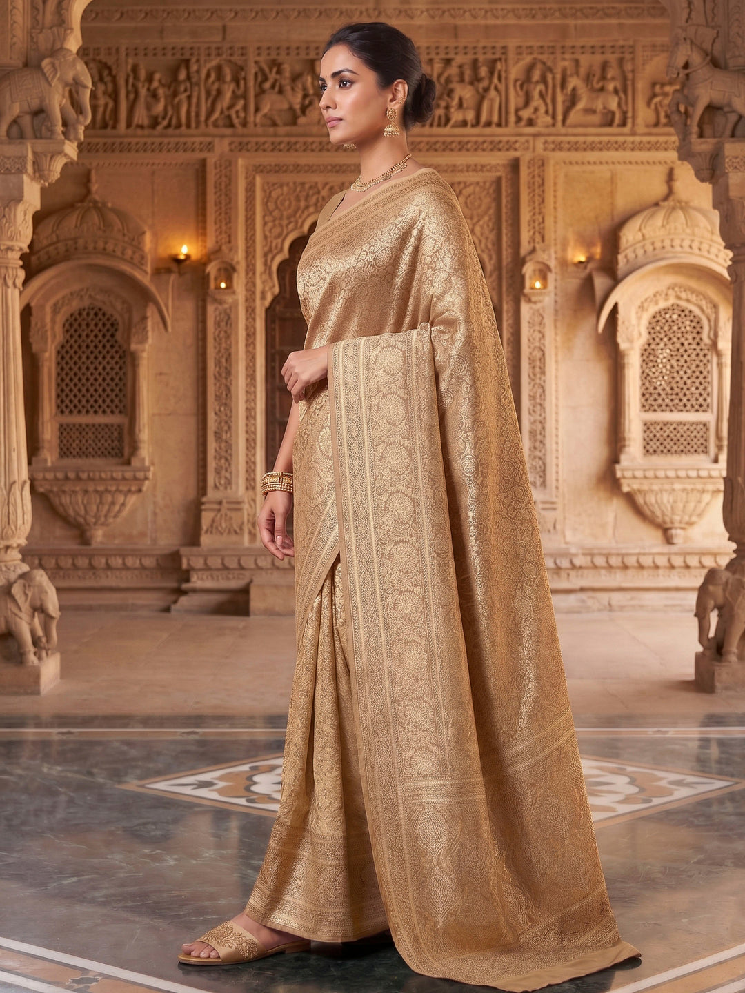 Off White Woven Design Art Silk Kanjivaram Saree