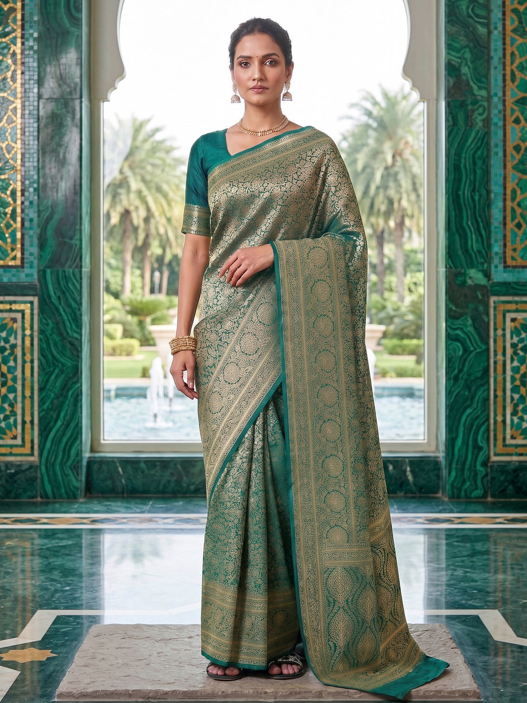 Design Rama Rama Rama Green Woven Design Art Silk Kanjivaram Saree – Meenabazaar
