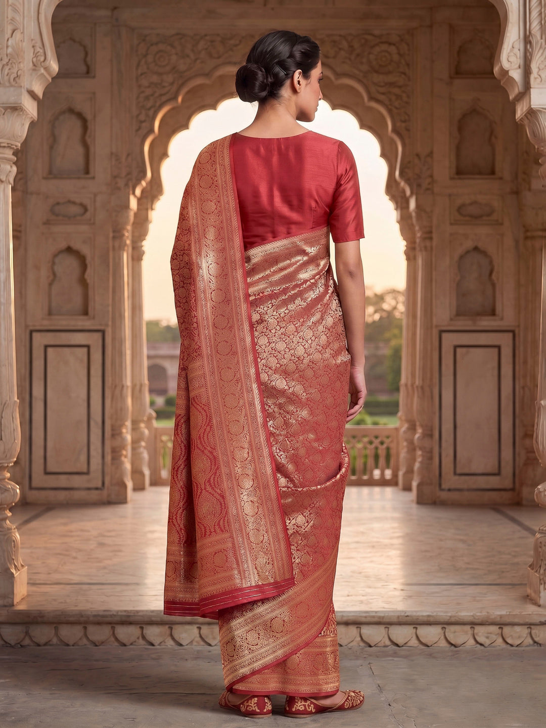 Red Woven Design Art Silk Kanjivaram Saree