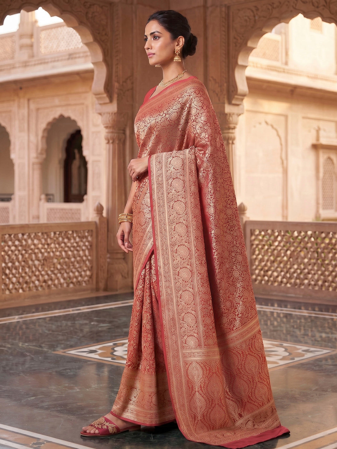 Red Woven Design Art Silk Kanjivaram Saree
