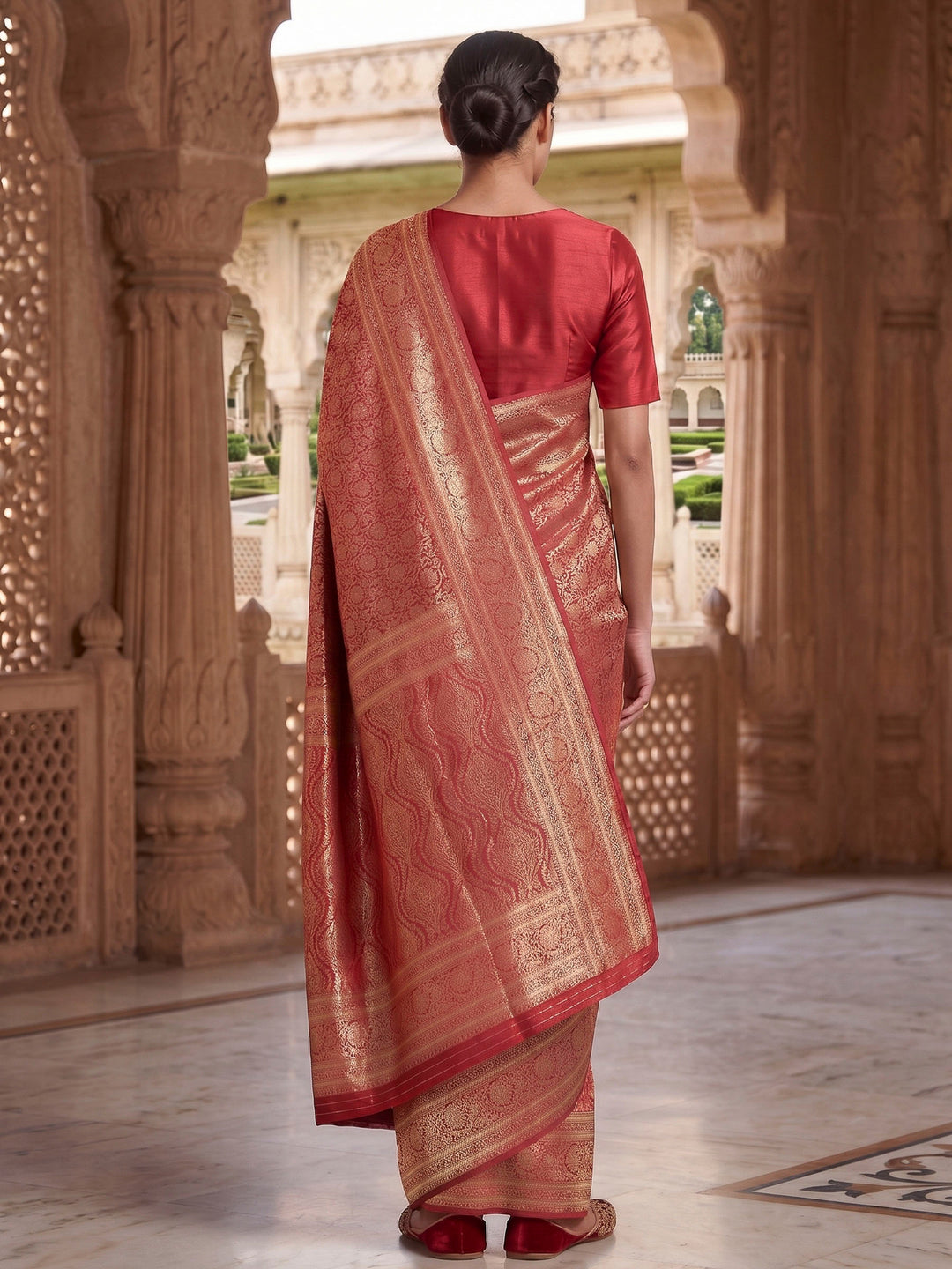 Red Woven Design Art Silk Kanjivaram Saree