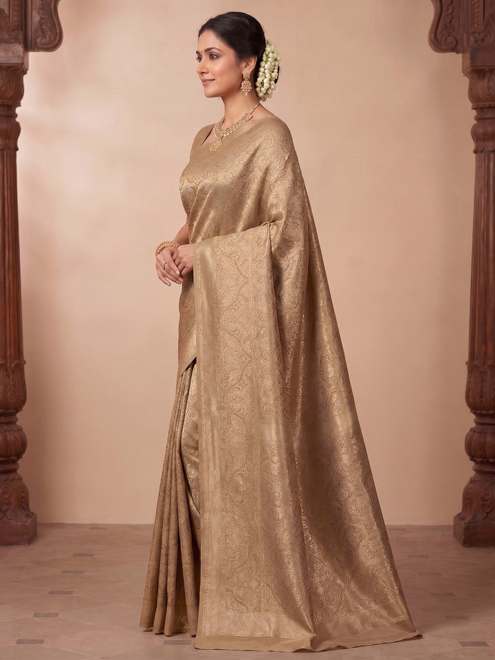 Beige Woven Design Art Silk Kanjivaram Saree