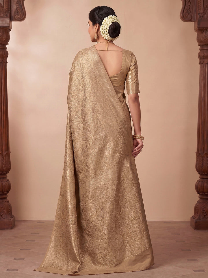 Beige Woven Design Art Silk Kanjivaram Saree