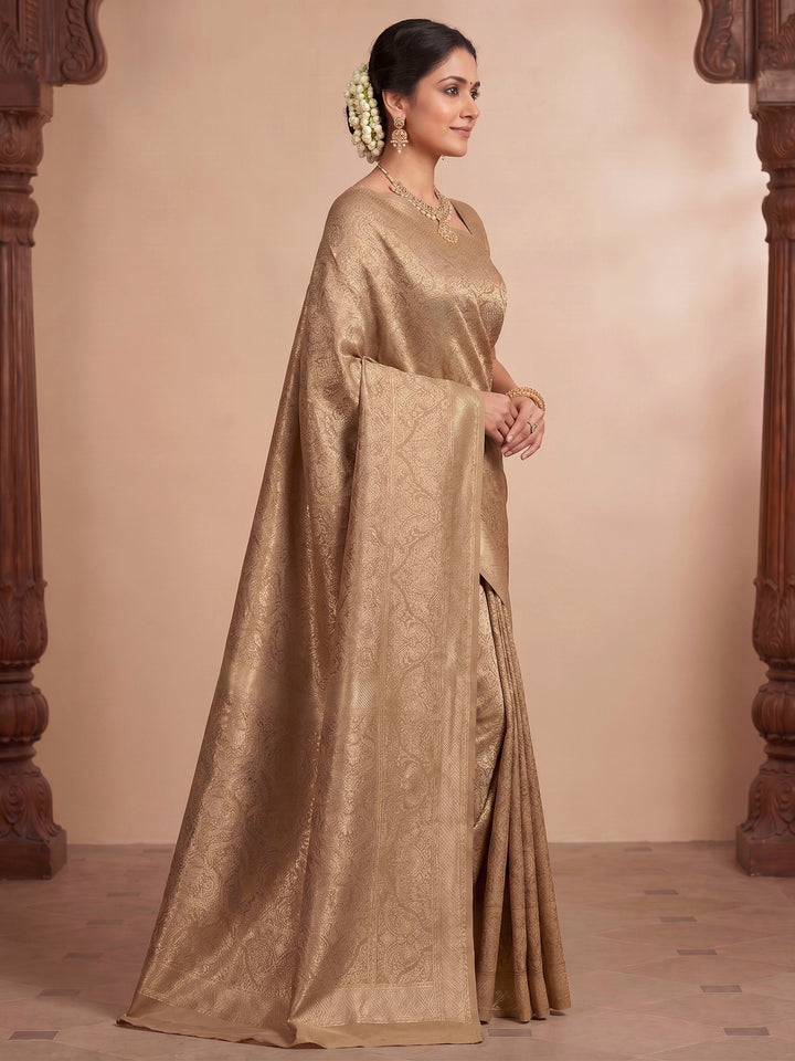 Beige Woven Design Art Silk Kanjivaram Saree