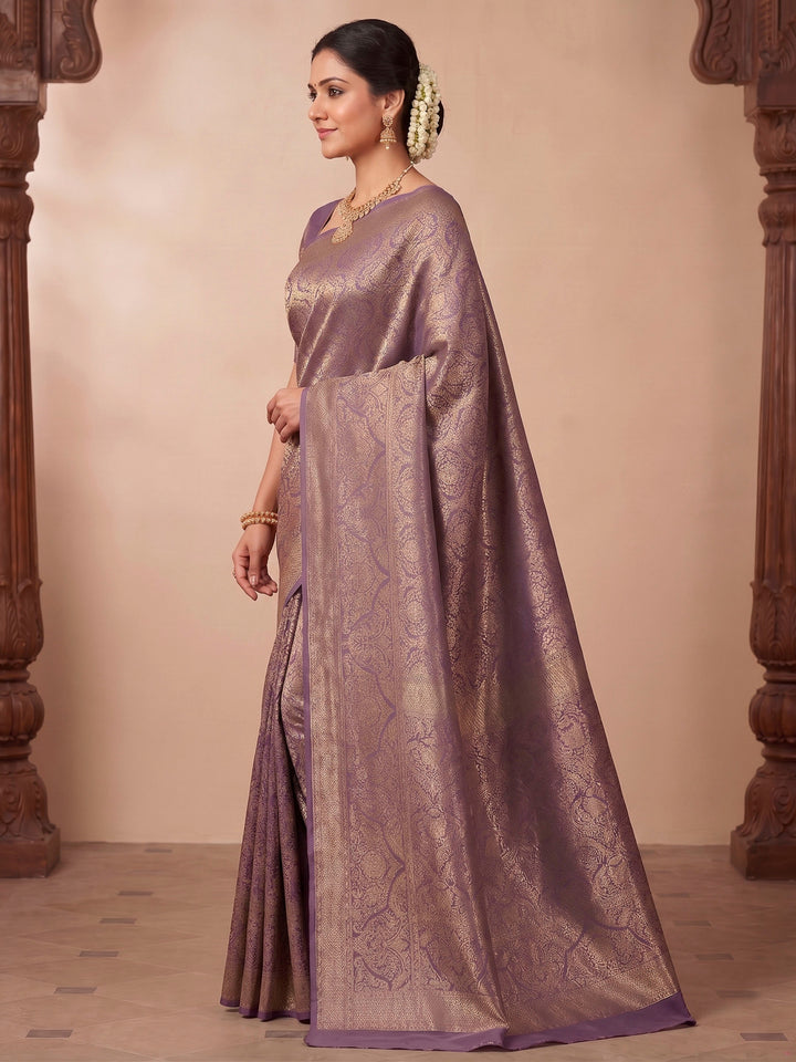 Lavender Woven Design Art Silk Kanjivaram Saree