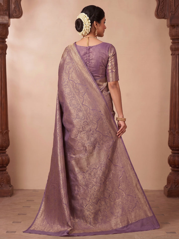 Lavender Woven Design Art Silk Kanjivaram Saree