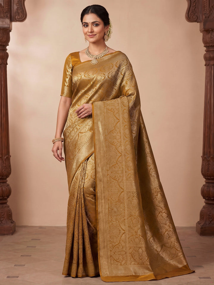 Yellow Woven Design Art Silk Kanjivaram Saree
