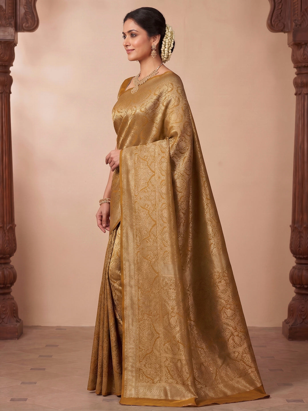 Yellow Woven Design Art Silk Kanjivaram Saree