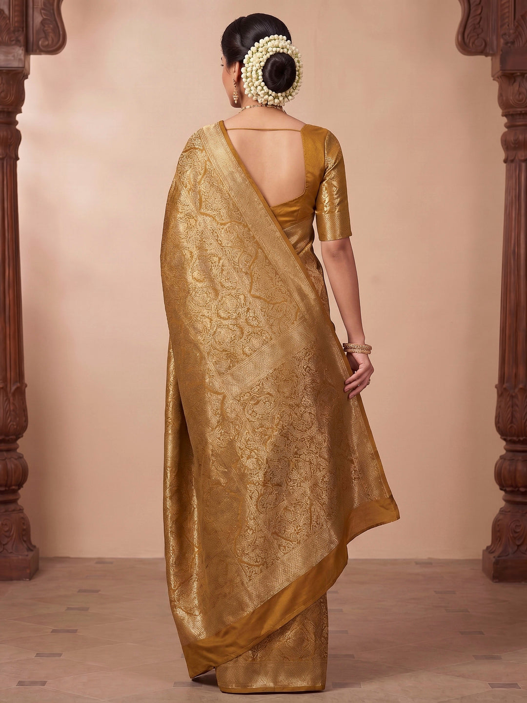 Yellow Woven Design Art Silk Kanjivaram Saree