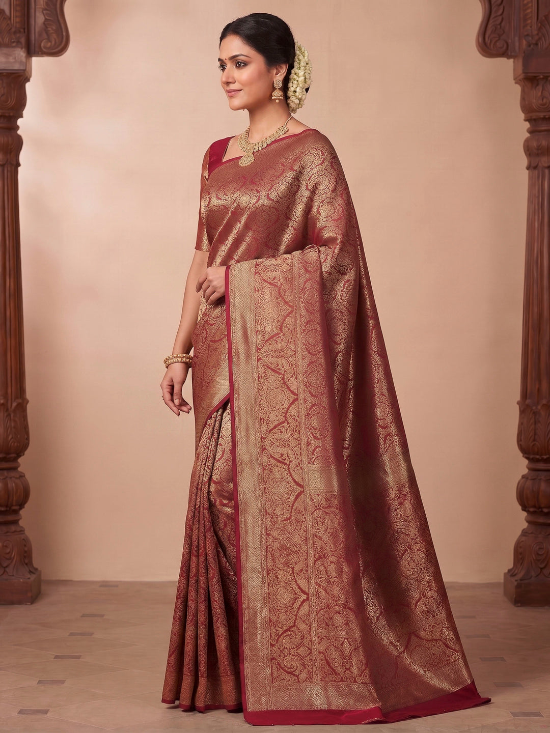 Red Woven Design Art Silk Kanjivaram Saree