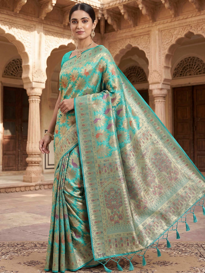 Blue Woven Design Art Silk Kanjivaram Saree