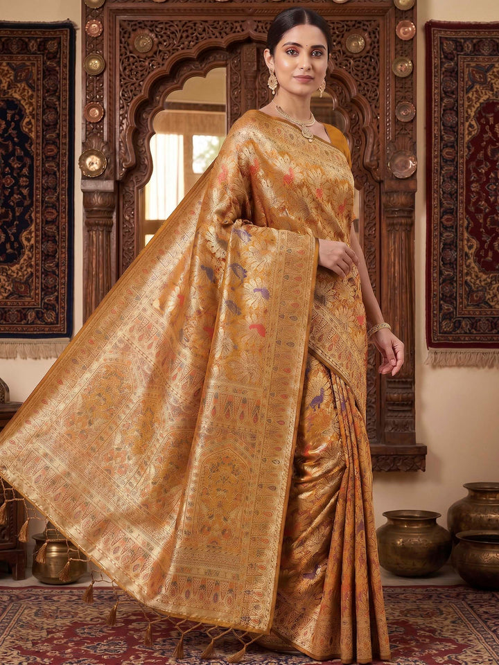 Mustard Woven Design Art Silk Kanjivaram Saree