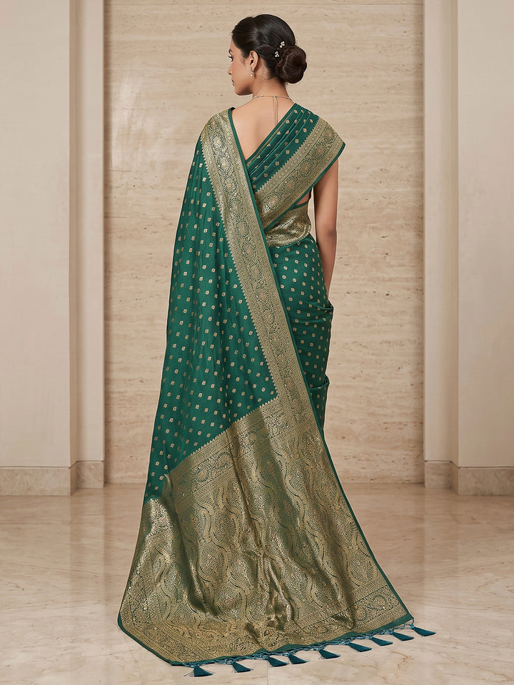 Green Woven Design Dola Silk Saree