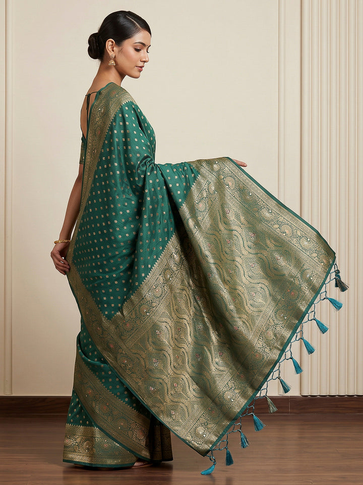Green Woven Design Dola Silk Saree