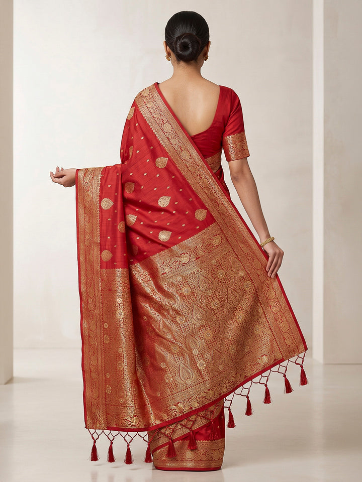 Red Woven Design Dola Silk Saree