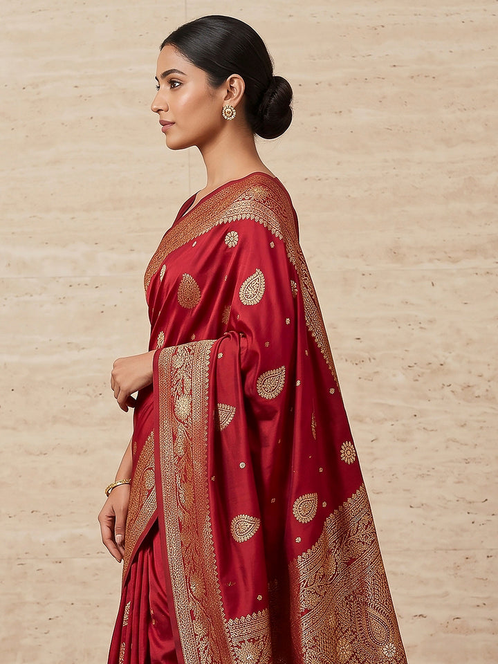 Red Woven Design Dola Silk Saree