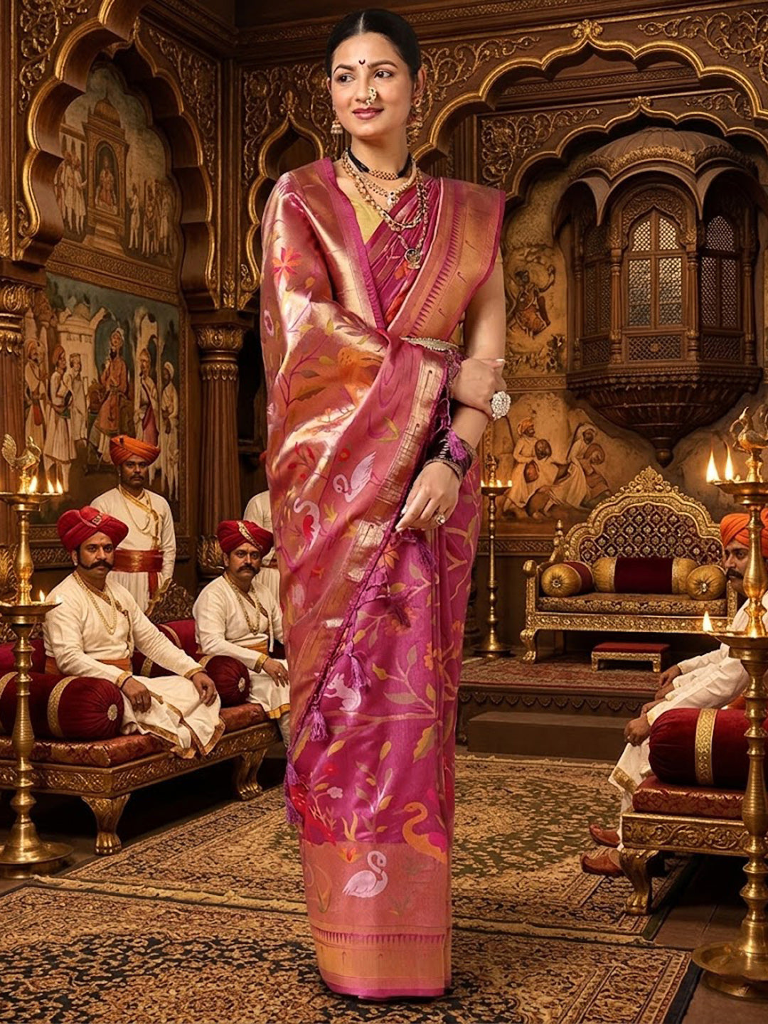 Lavender Woven Design Dola Silk Saree