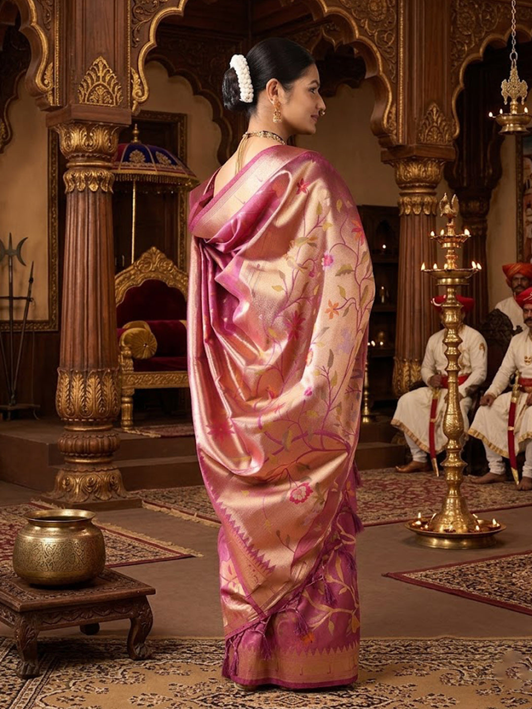 Lavender Woven Design Dola Silk Saree