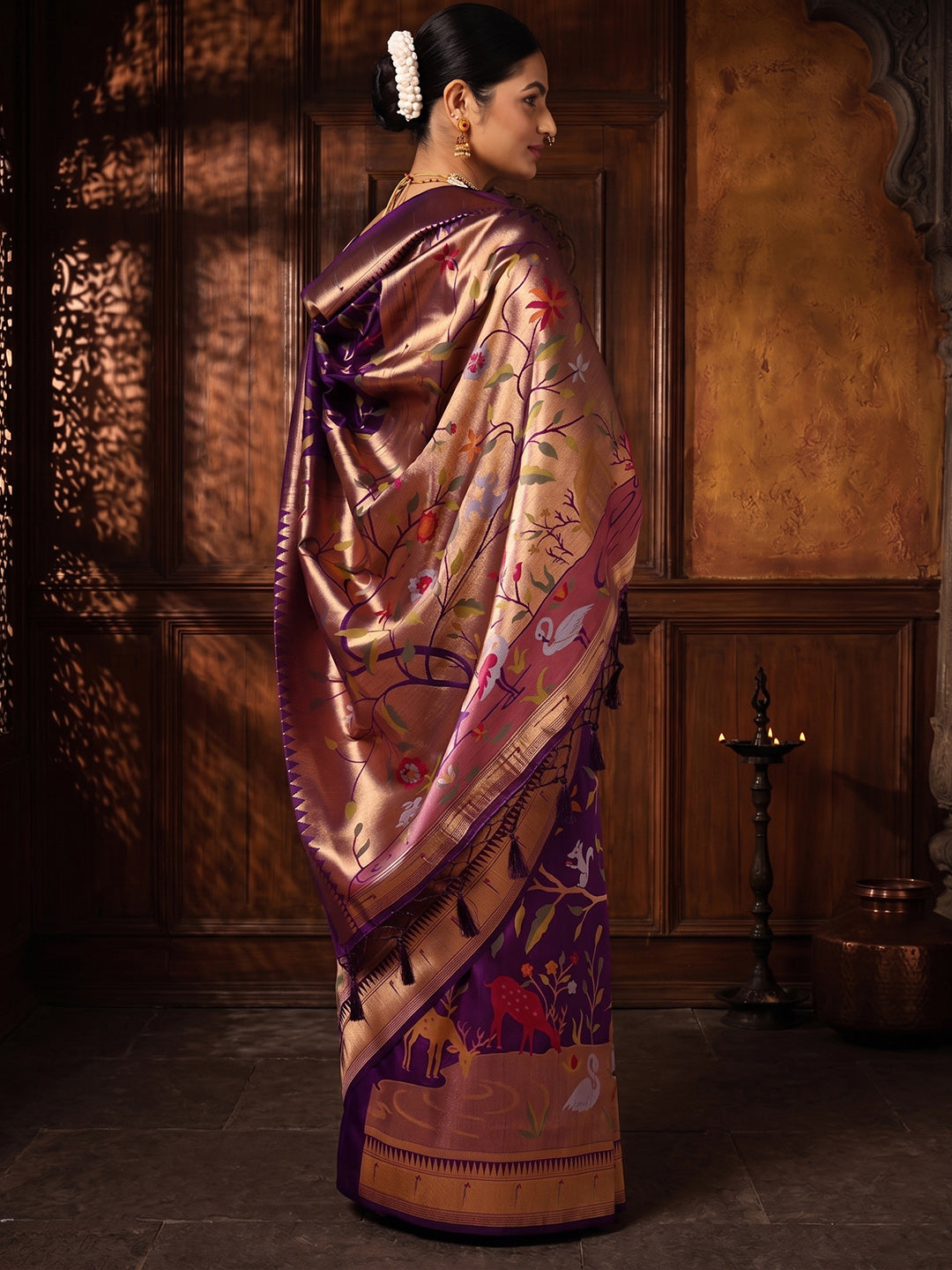 Purple Woven Design Dola Silk Saree