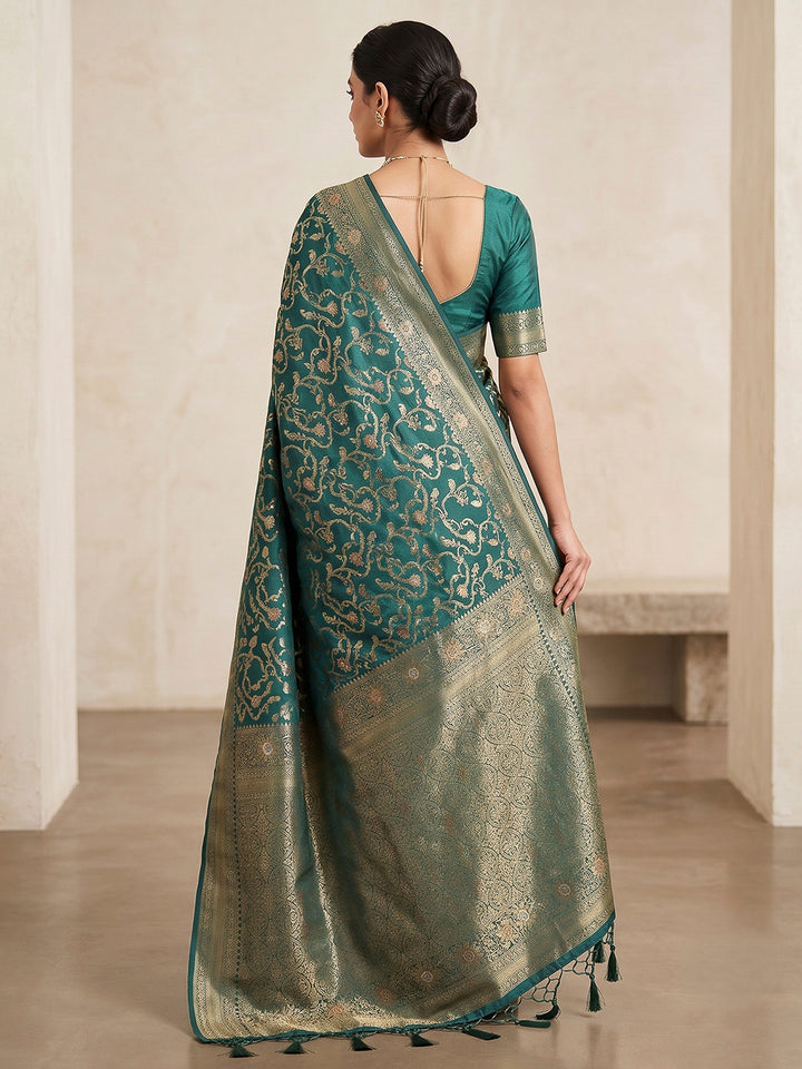 Green Woven Design Dola Silk Saree