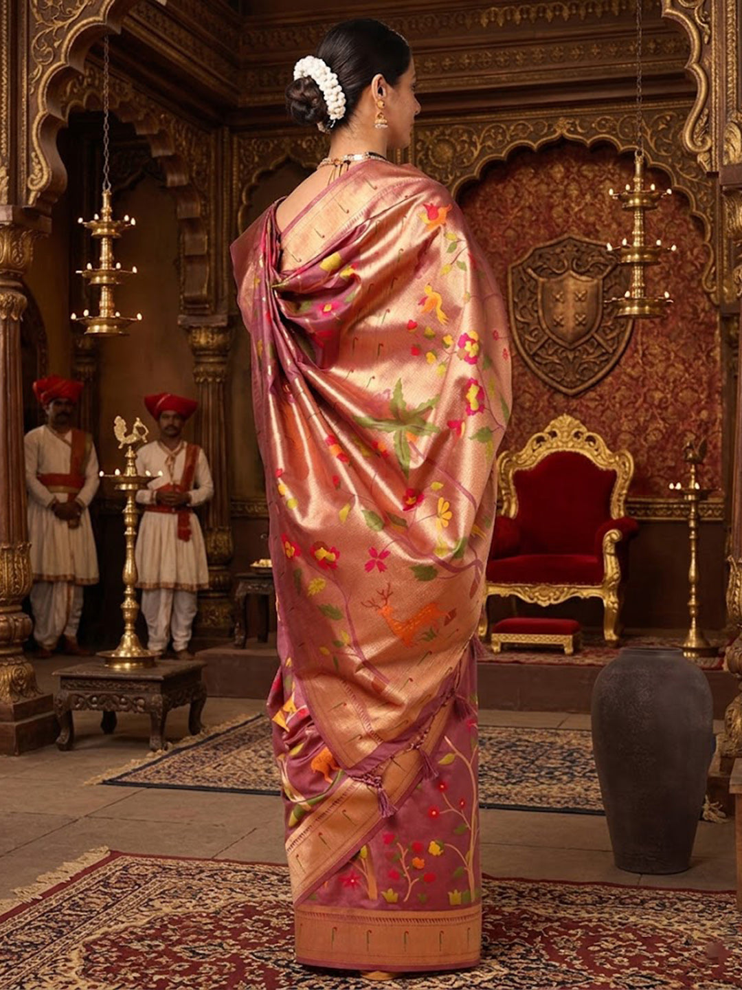 Lavender Woven Design Dola Silk Saree