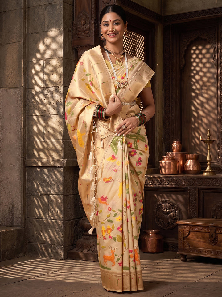 Off White Woven Design Dola Silk Saree