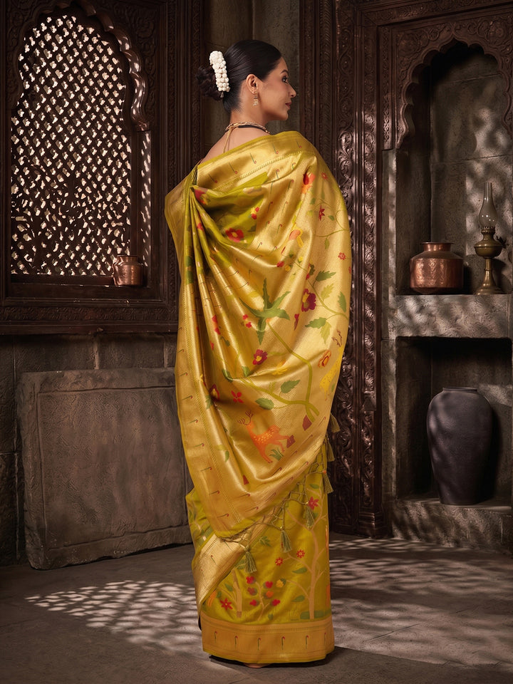 Olive Woven Design Dola Silk Saree